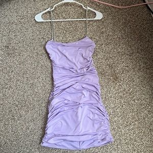 Oh Polly Marsha Ruched Bodycon Dress in Purple Size Medium